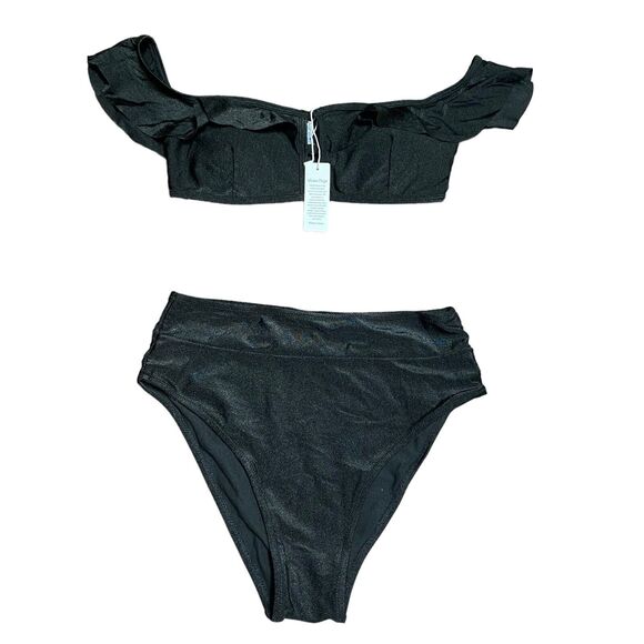 Swimsuit Verano Playa Small Black Bikini High Waist With Tags - Picture 1 of 7